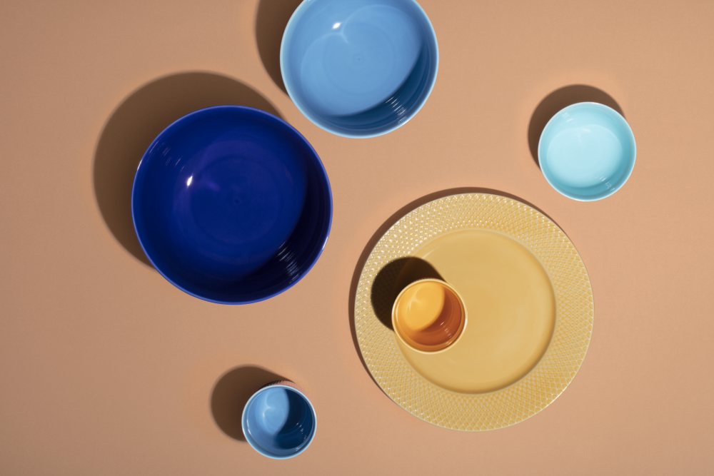 Lyngby Porcelæn Rhombe serveringsskål, mørk blå - Ø: 22 cm. - Bahne
